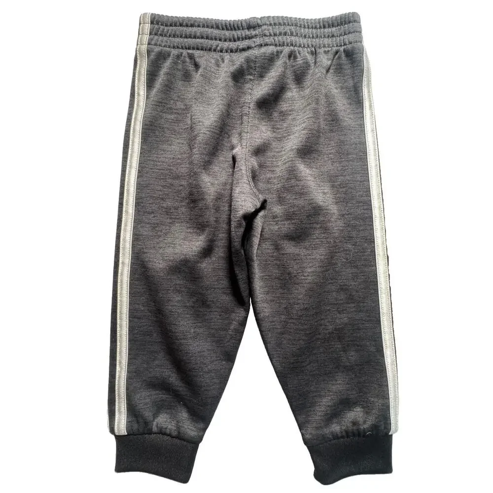 Adidas Toddler 2T Track Pants Gray Black White 3 Stripe Jogger Athletic